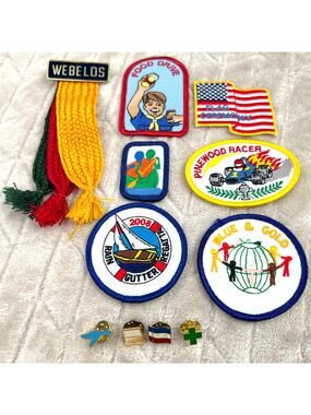 Cub Boy Scouts Badge Pin Patch Award Rank Lot 11 pc Pinewood Regatta Webelos